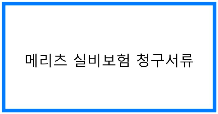 메리츠 실비보험 청구서류 완벽 가이드 & 꿀팁