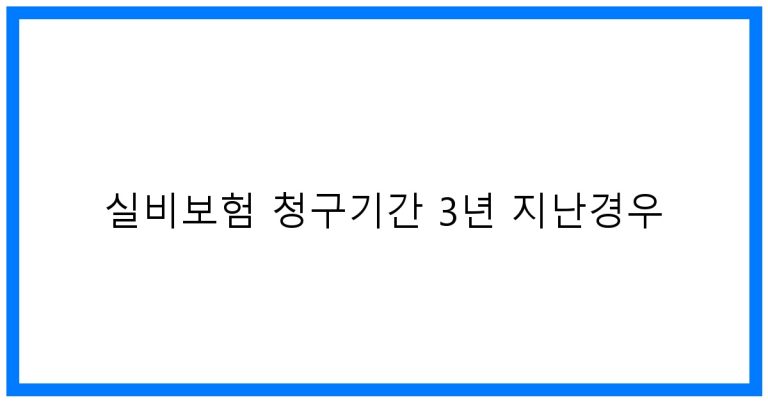 실비보험 청구기간 3년 지난경우: 놓치면 손해! 꿀팁